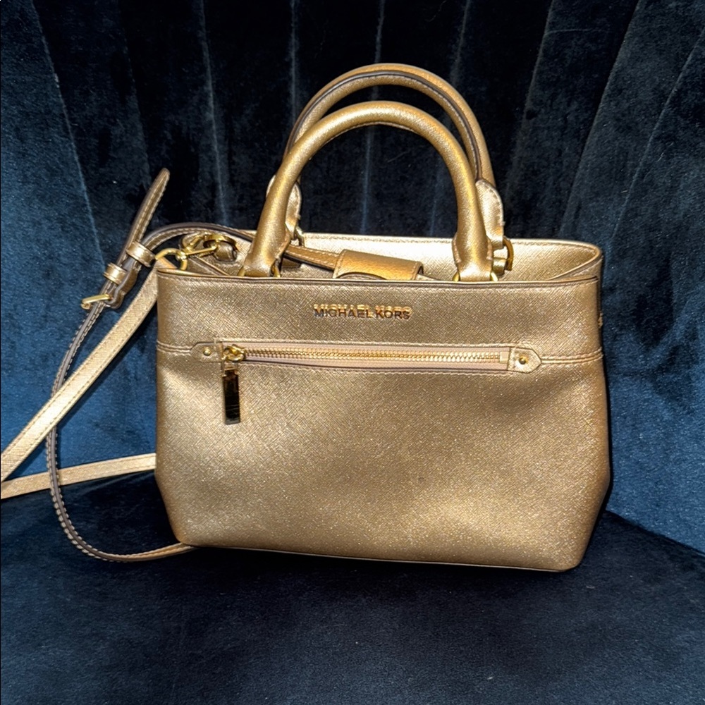 Michael Kors Gold Satchel with Elegant Metallic Finish